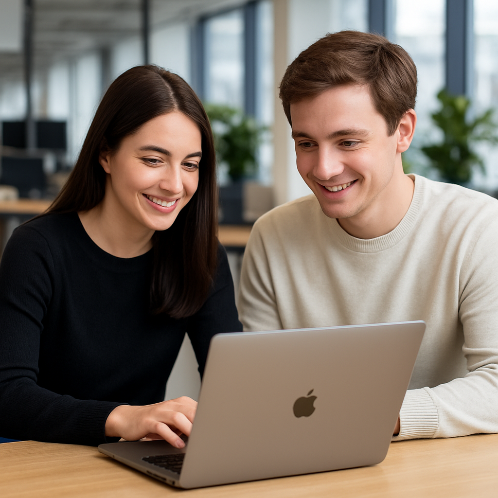 Two people having a business conversation