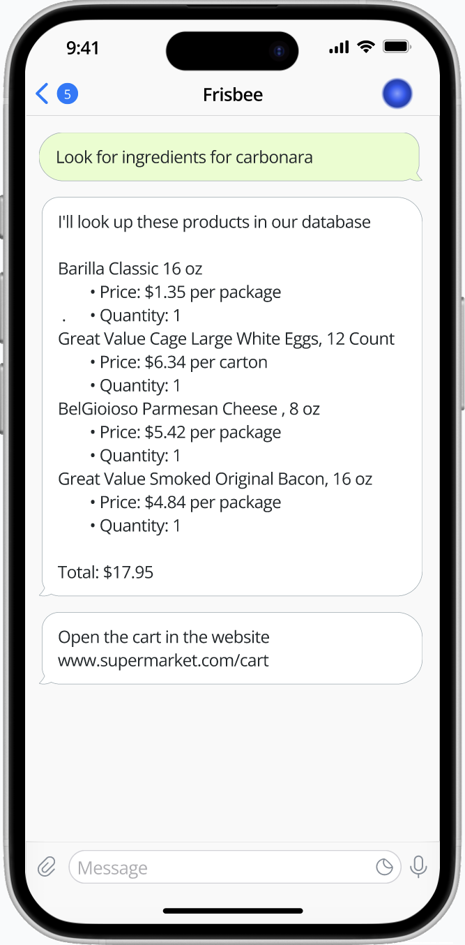 Frisbee smart shopping interface